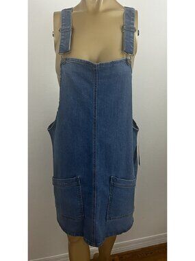 Vintage Y2K NoBo No Boundaries Denim Jumper Dress Sz L 11/13 Pockets